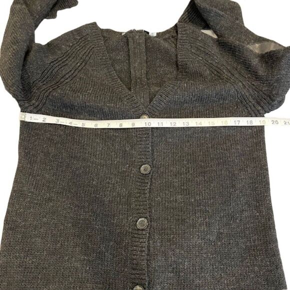 Pam & Gela Wool Alpaca Lamb Leather Cardigan Button Front Zip Back Black Small - Picture 10 of 13